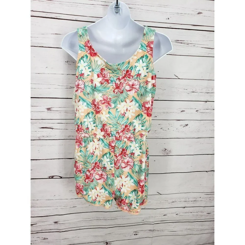 Bobbie Brooks Large 10/12 hawaiian tropical print romper‎ jumpsuit